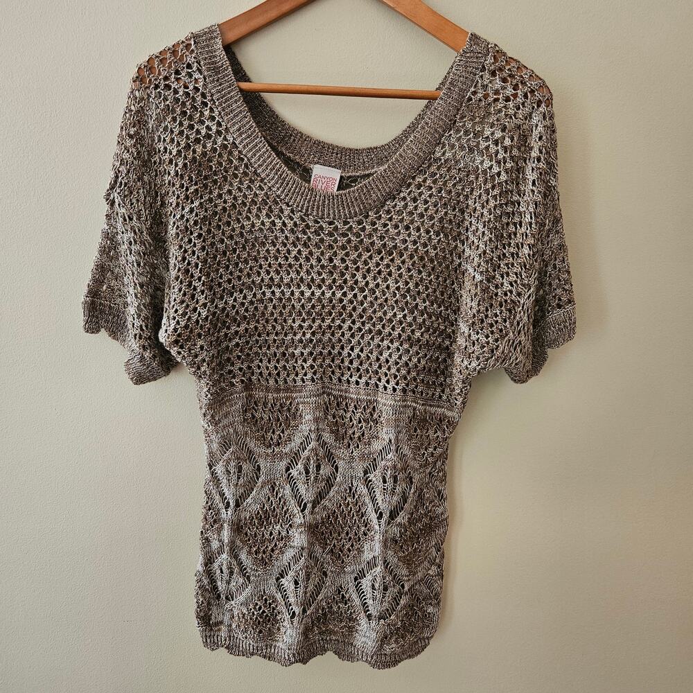 Vintage Y2K Crochet Open Knit Top Size Medium Fairy Hippie Boho Indie